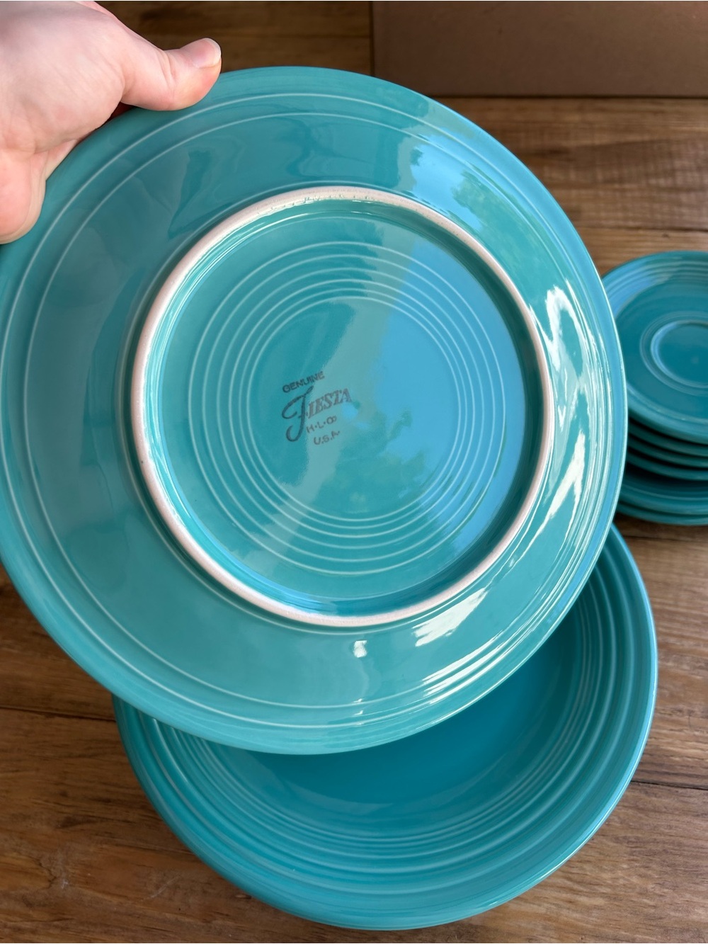 Fiestaware Turquoise Ceramic Dinner Plates- Set of 4 - Picture 2 of 2